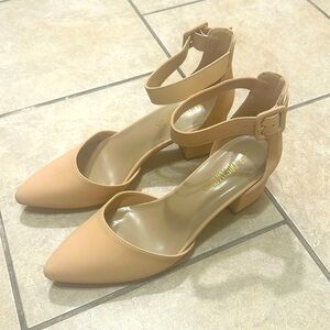 ANNEE Pointed Toe Low Chunky Heels Pump Shoes